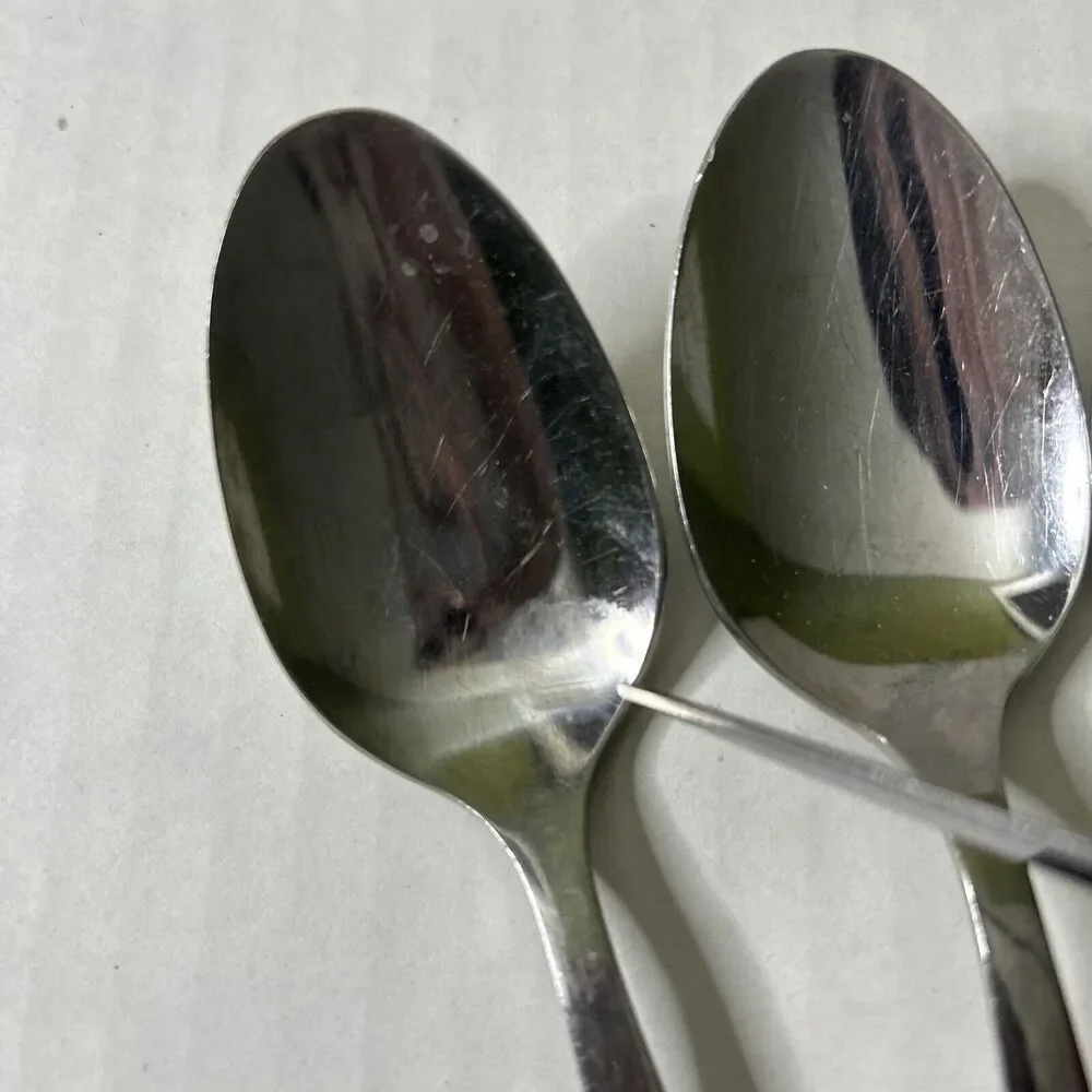 Rocco Spoon Set Of 5 Lot tablespoon? size FLAWED-ALL Damaged and Discolored Worn